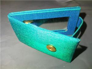 Aquamarine-blue small mirror & toothpick carrier